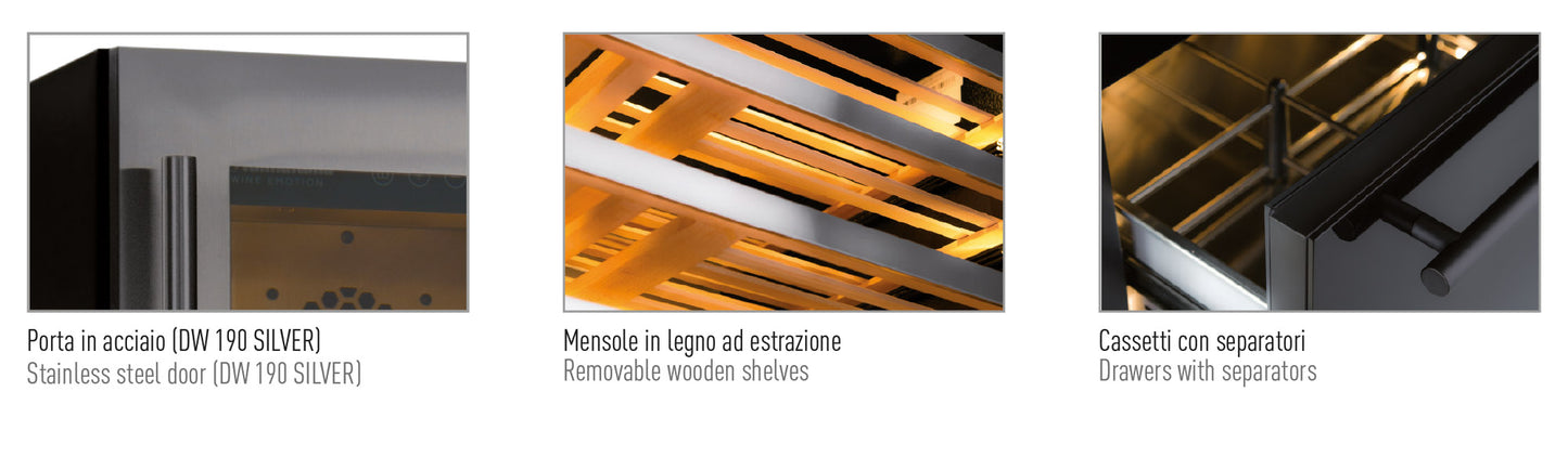 Vinska vitrina – model DW 190 SILVER