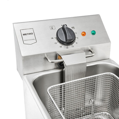 PROFESIONALNA FRITEZA 8 L – 3250 W – INOX – SA SLAVINOM ZA ISPUŠTANJE (26×47×39 cm)