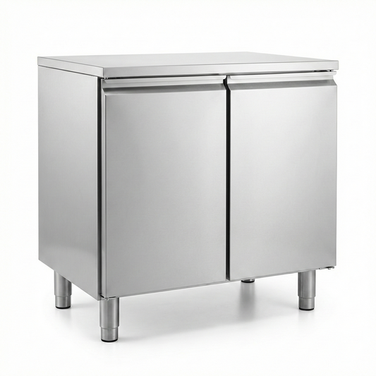 Inox postolje 75×75 cm s vratima – baza/ormarić za profesionalnu opremu (2 kom)