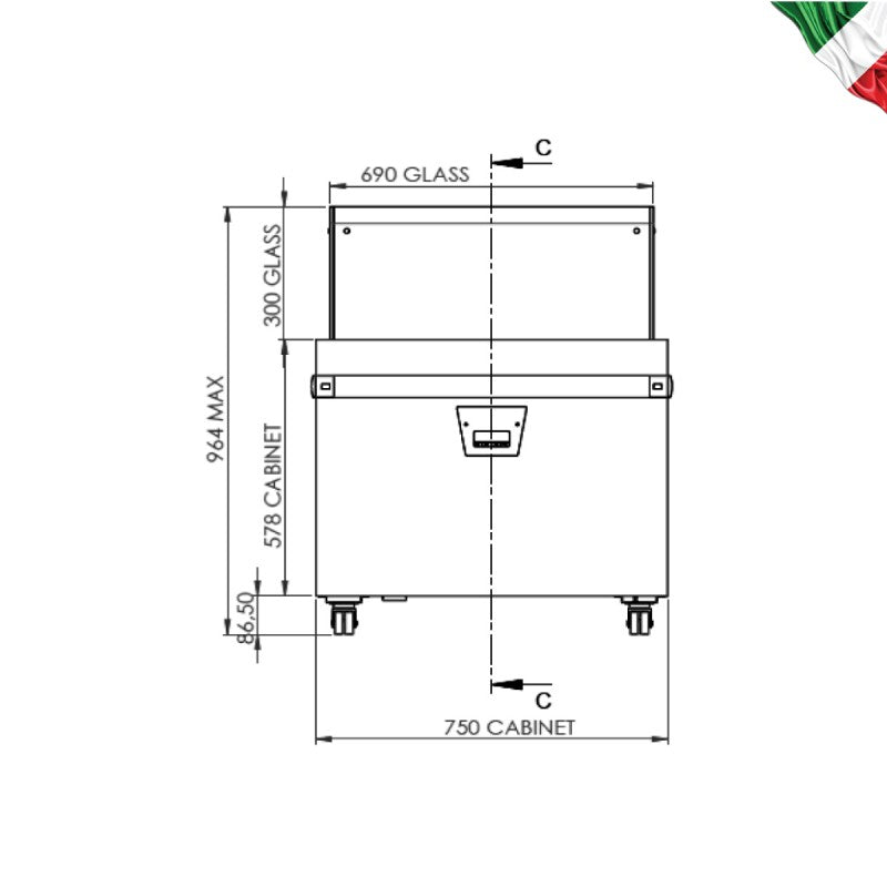 SAMOPOSLUŽNA PROMO VITRINA 534 L – 0 do +2°C – VENTILIRANO HLAĐENJE – 76,9×66,9×96,4 cm - PROMO 75