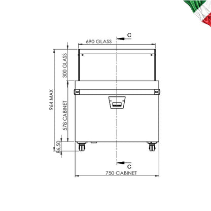 SAMOPOSLUŽNA PROMO VITRINA 534 L – 0 do +2°C – VENTILIRANO HLAĐENJE – 76,9×66,9×96,4 cm - PROMO 75