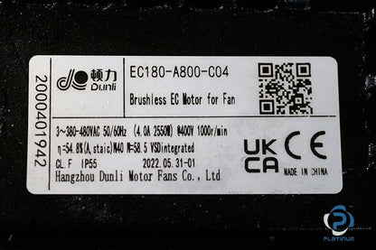 Industrijski aksijalni Ventilator EC180 – 27.300 m³/h (380–480 V, IP55)