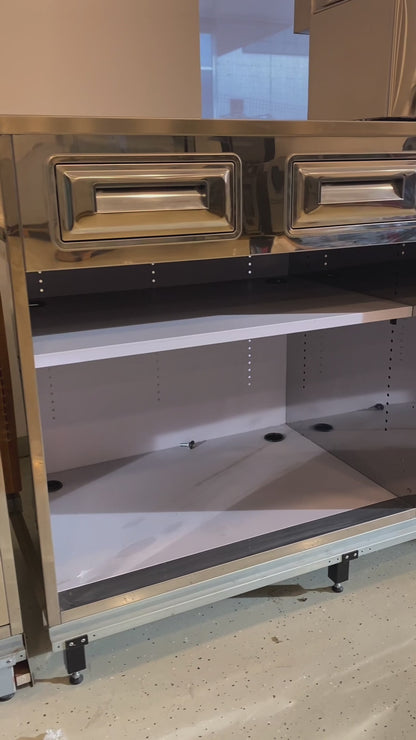 Inoxni pult za šank sa otvorom za perilicu